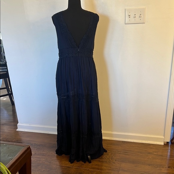 NWT Davi & Dani Dark Blue Lace-Trimmed Maxi Dress - Picture 7 of 13